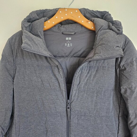 UNIQLO Gray Long Hooded Puffer Coat XL NWOT - Picture 3 of 11